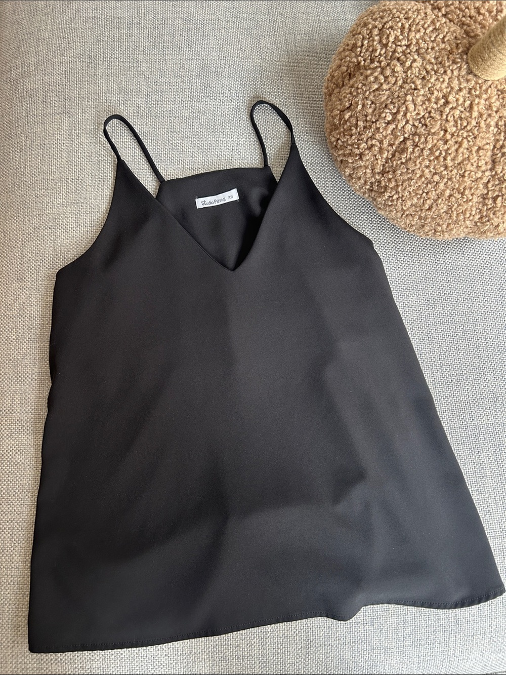Sleek Black V-Neck Spaghetti Strap Camisole